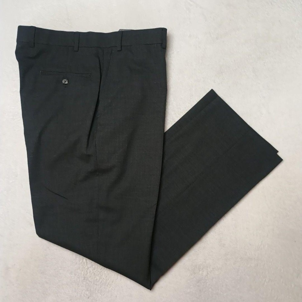 Hart Schaffner Marx Pants Mens 36x32 Gray Dress Tweed Straight Stretch Work Suit